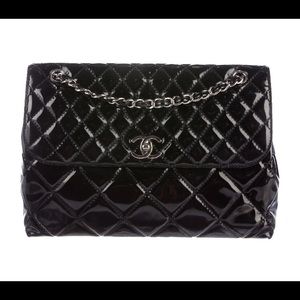 Chanel Vinyl Large Flap Bag, silver hardware
